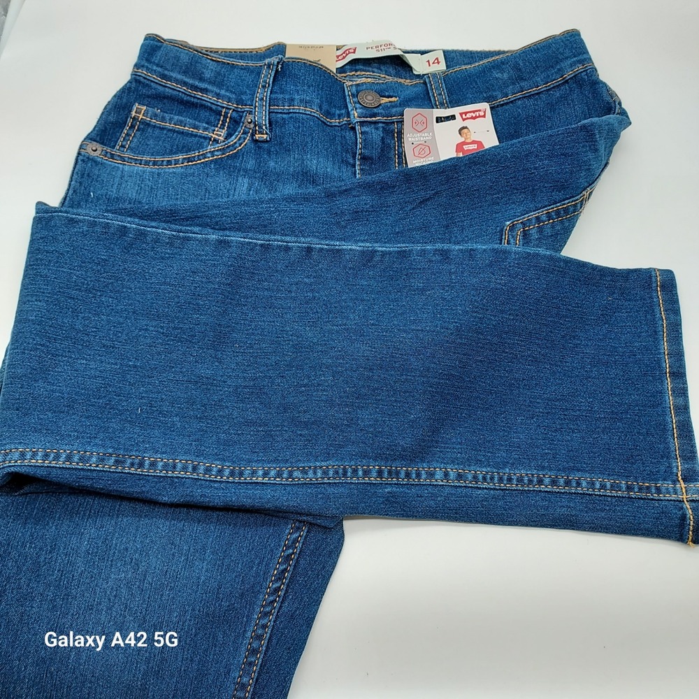 Levis 511 Slim Fit Performance Jeans Boys 14 Reg 27x29 Blue Adjustable Waist NWT